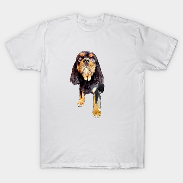 Cavalier King Charles Spaniel Black and Tan T-Shirt by ElegantCat